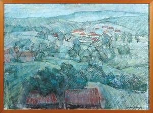 Tini van Doornik - Pasteltekening, Heuvellandschap - Ingelijst kopen? Bied vanaf 35!