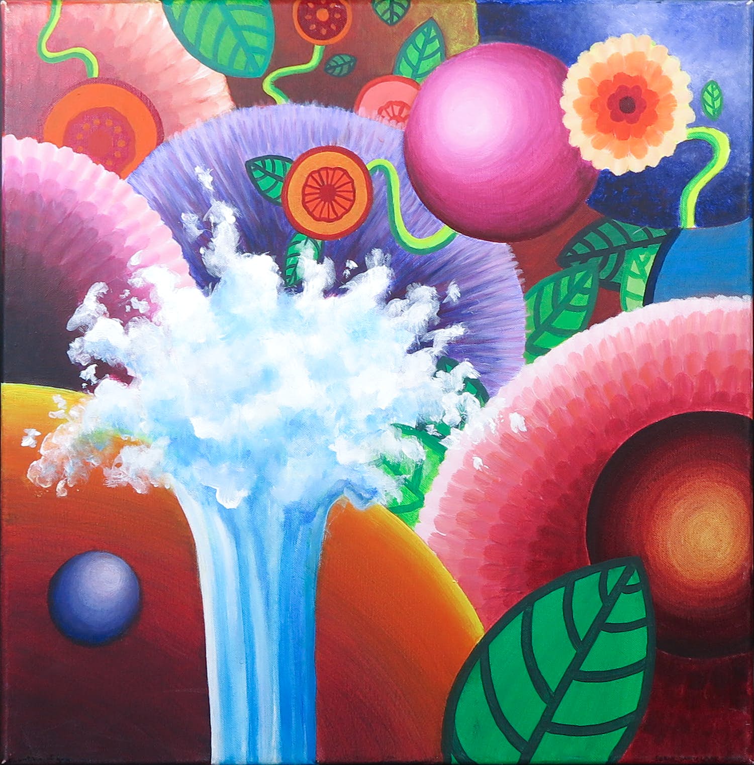 Sofia Ramselaar - Acryl op doek, Fountain of Joy verkocht voor € 35!