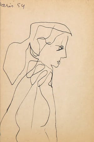 Siep van den Berg - Lot van drie tekeningen, Portretten en profil - Ingelijst kopen? Bied vanaf 1!