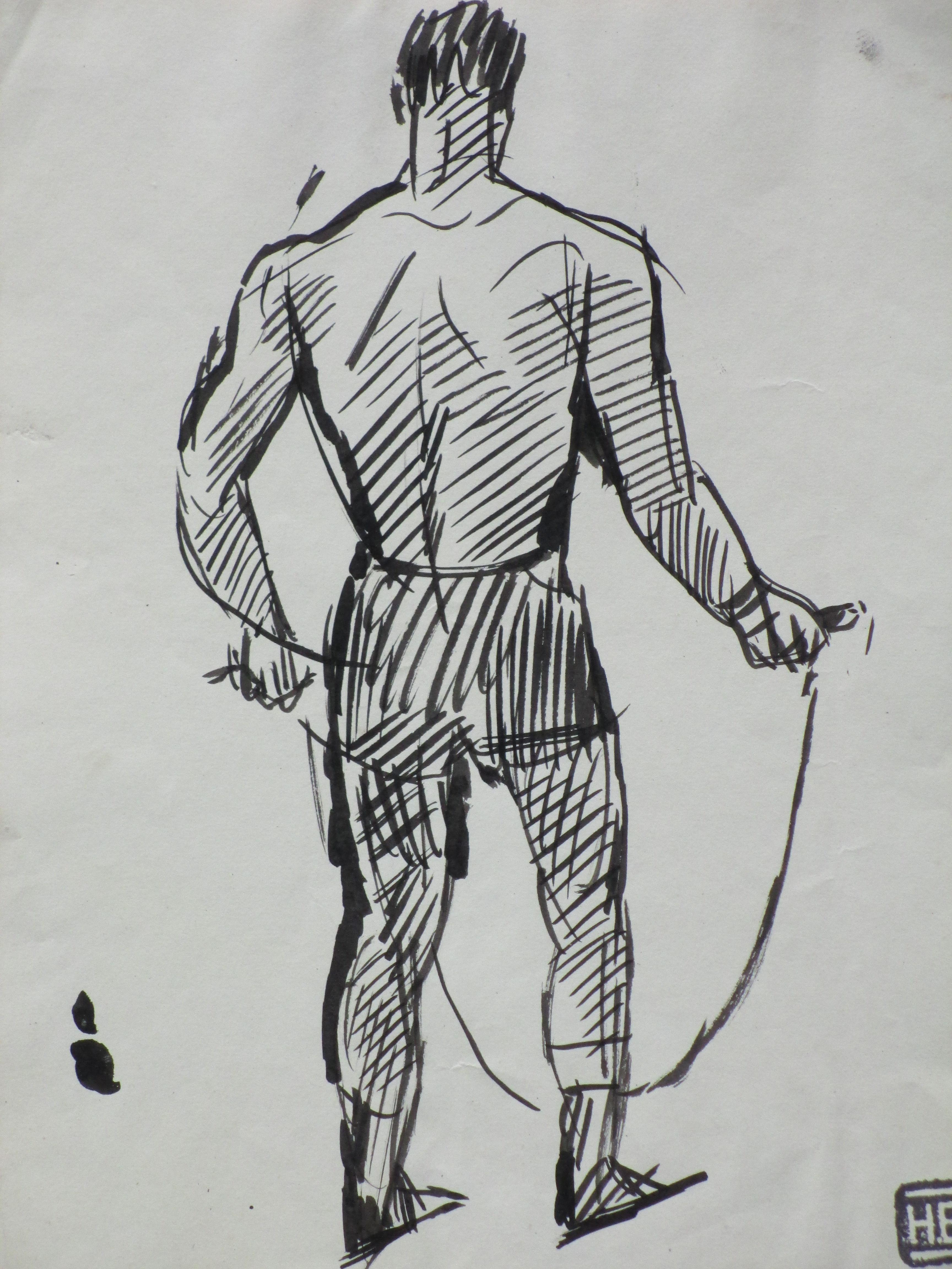 Herman Bieling - Touwtjespringende Bokser - Inkttekening kopen? Bied vanaf 1!