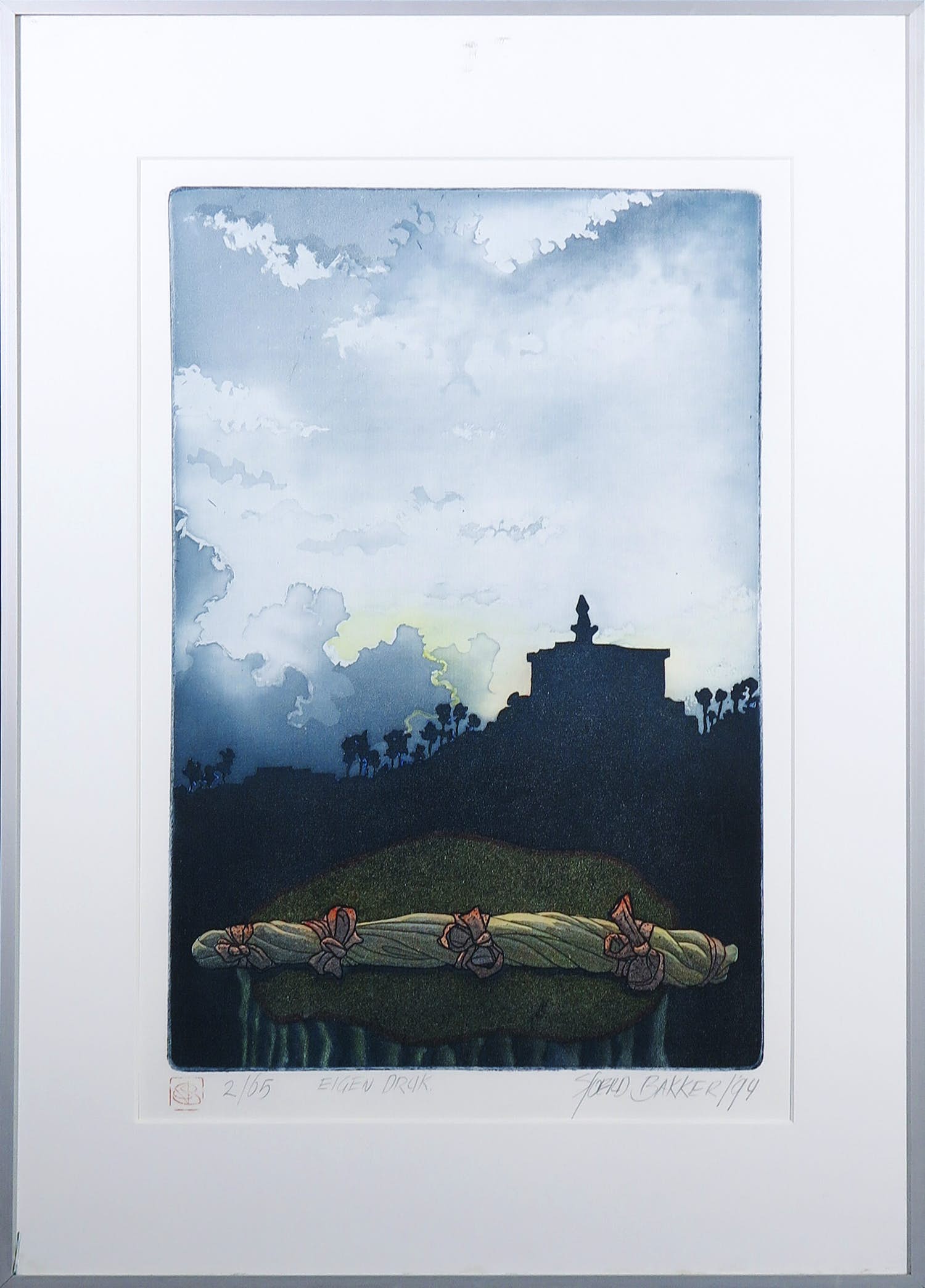 Sjoerd Bakker - Ets en aquatint, The Secret - Ingelijst verkocht voor € 70!