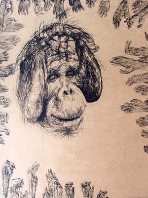 Erik Andriesse - litho op bruin papier: Sam - 1992 verkocht voor € 495!