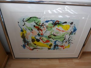 Nic Jonk - Zeefdruk, Titel, "Schone lucht". - Ingelijst groot. kopen? Bied vanaf 120!