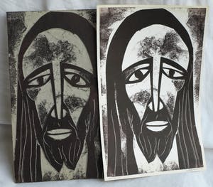 Jozef Bossaert - Originele kartonsnede + afdruk , “Portret Jezus” – 1978 kopen? Bied vanaf 20!