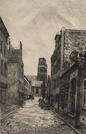 Frans de Groen - C4130-2 - Doorkijkje naar Sint-Laurenskerk Rotterdam kopen? Bied vanaf 75!
