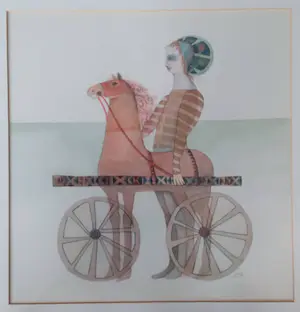 Poeka Veldman - Aquarel Vrouw en paard kopen? Bied vanaf 50!