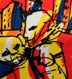 Herman Brood - Ingelijste zeefdruk: Met bibberende ogen bezigtigd kopen? Bied vanaf 249!