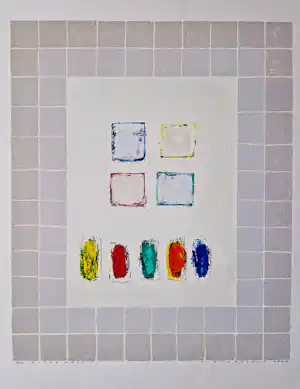 Piet Zegveld - grote geometrisch abstracte litho -eigen druk - kleine oplage (38) - gesigneerd vendu pour 39€ !