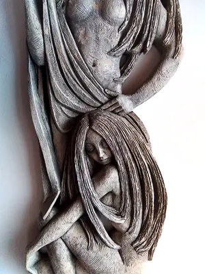 Niet of onleesbaar gesigneerd - Fraai wandsculptuur met exodische dames kopen? Bied vanaf 1!