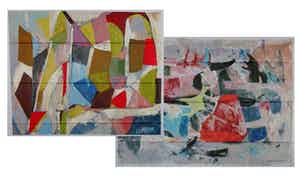 Andre Lanskoy - + Wil Bouthoorn, Lot van twee zeefdrukken op katoenzijde verkocht voor € 35!