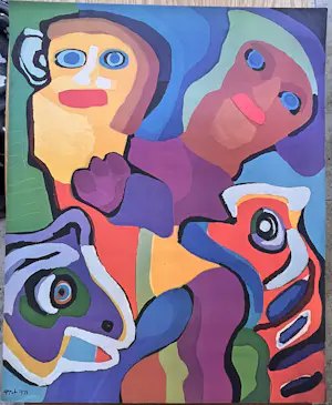 Karel Appel - Lithografische prent - 'Smiling Together' kopen? Bied vanaf 135!