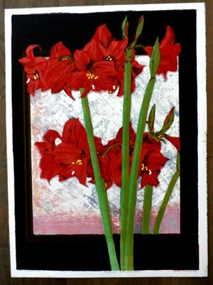 Joost Minnigh - zeefdruk: Amaryllis in spiegelbeeld - 1997 kopen? Bied vanaf 49!