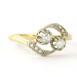 ART NOUVEAU 18k goud met platina ring met Bolsjewiek en roos diamant tot. 0.25ct kopen? Bied vanaf 375!