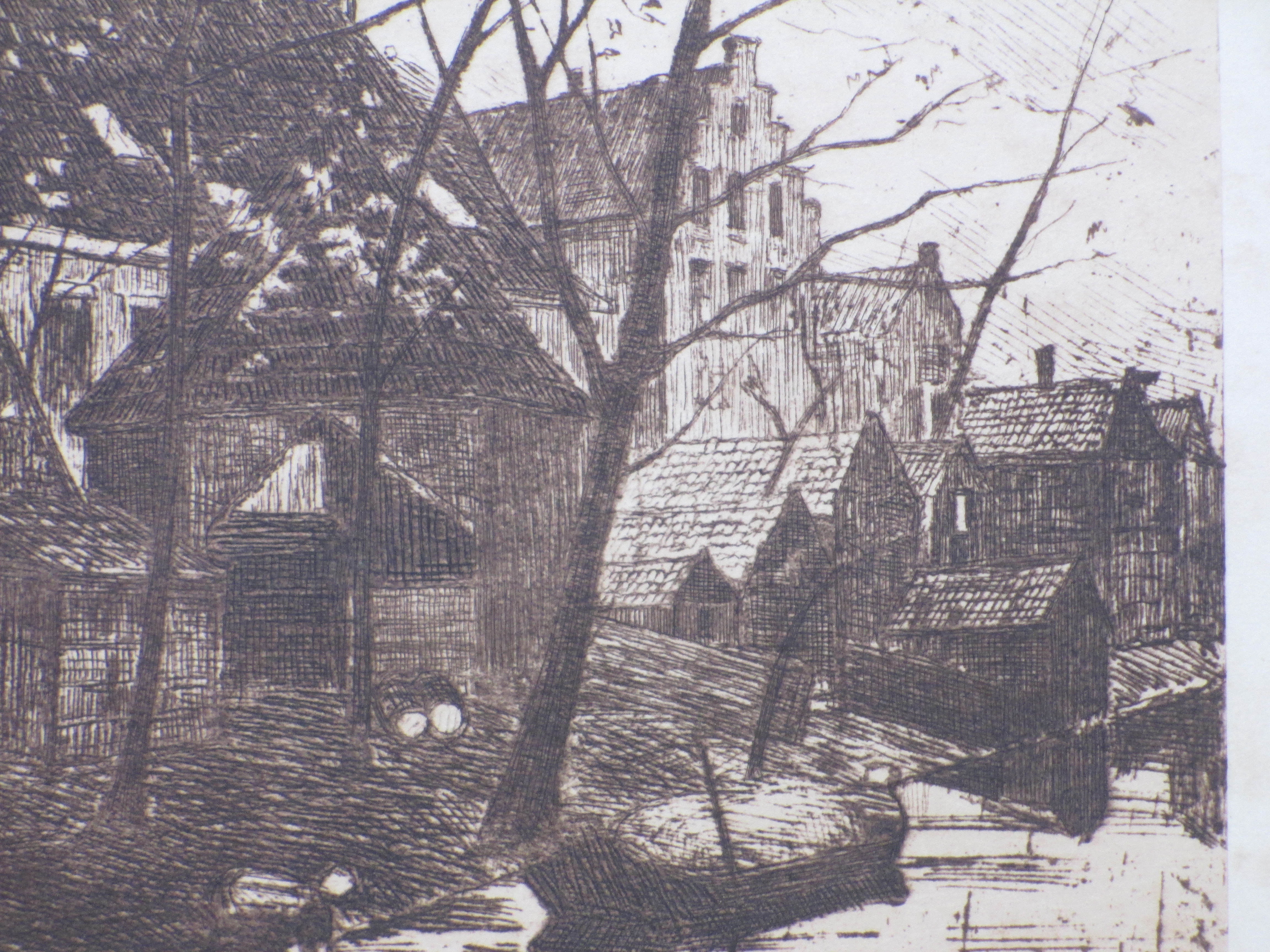 Eduard Karsen - Huizen aan de slootkant - Ets kopen? Bied vanaf 45!