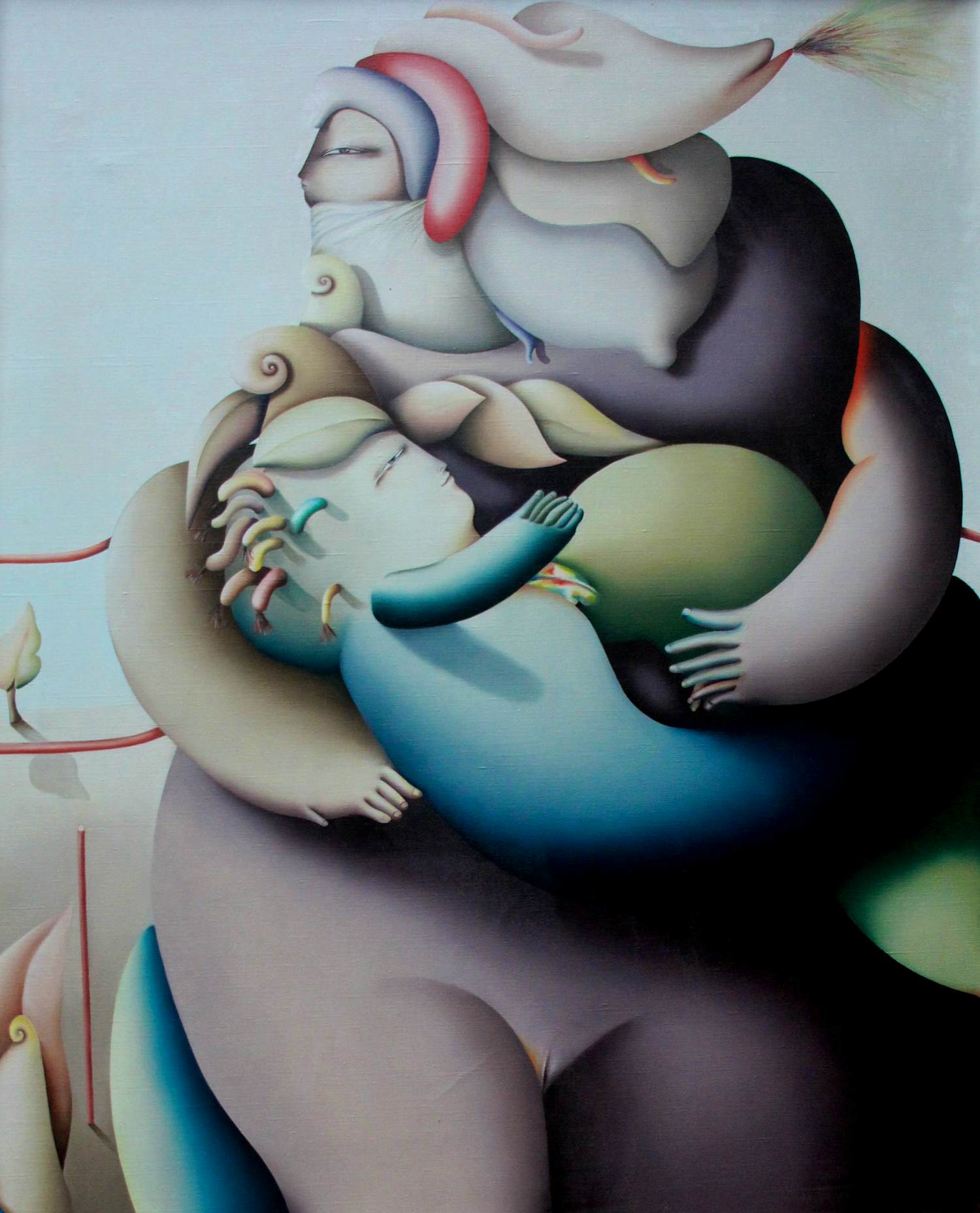 Jörg Remé - Olieverf op doek: Moeder en kind - 1975(groot!) verkocht voor € 799!