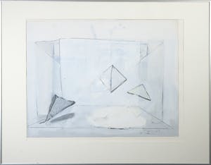 Niet of onleesbaar gesigneerd - Gemengde techniek op karton, Geometrische vormen in ruimte - Ingelijst kopen? Bied vanaf 1!