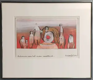 Buy Ans Wortel - lichamen van het oude roodland – gouache - ingelijst? Bid from 269!