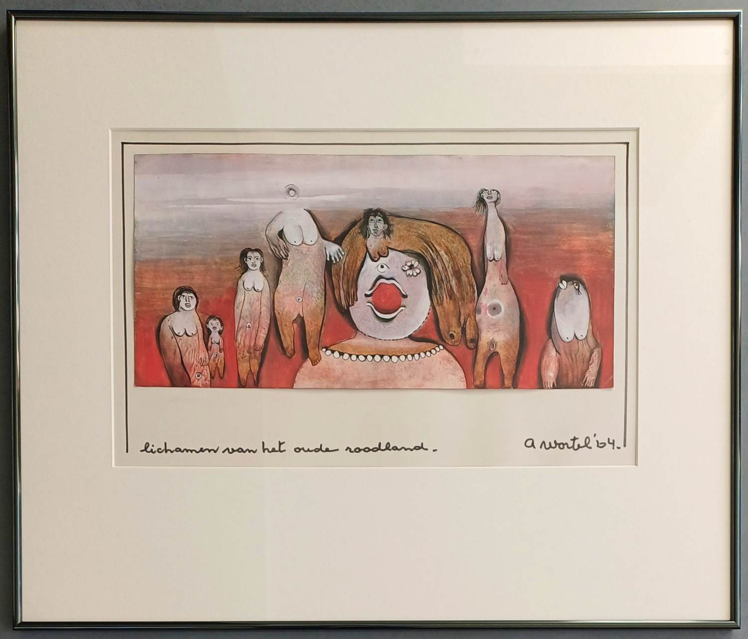 Ans Wortel - lichamen van het oude roodland – gouache - ingelijst kaufen? Bieten Sie von 299!