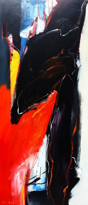 Loes Kurpershoek - Abstracte compositie, acrylverf op doek (ingelijst, groot!) kopen? Bied vanaf 250!