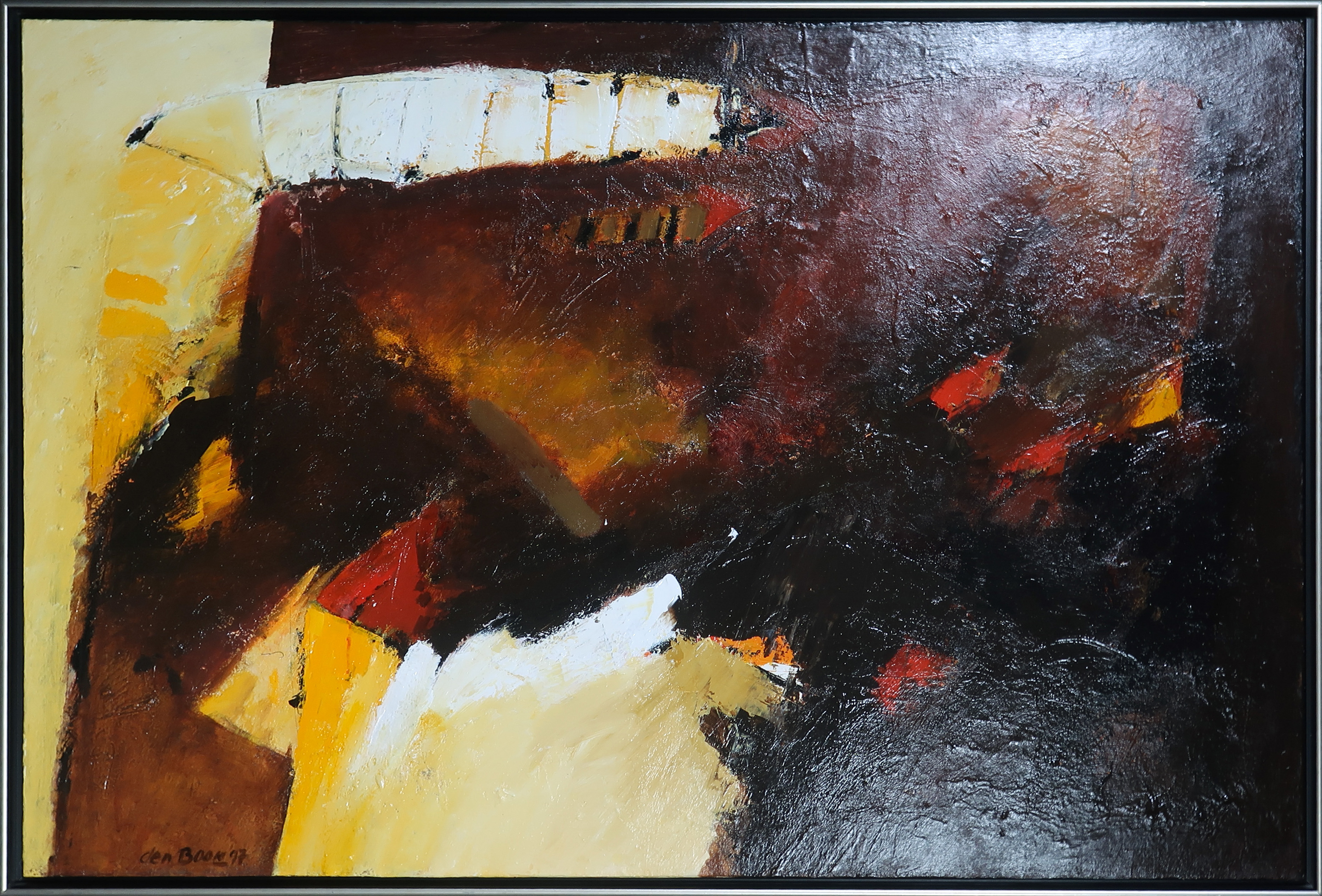Theo den Boon - Acryl op doek, Compositie - Ingelijst verkocht voor € 1!