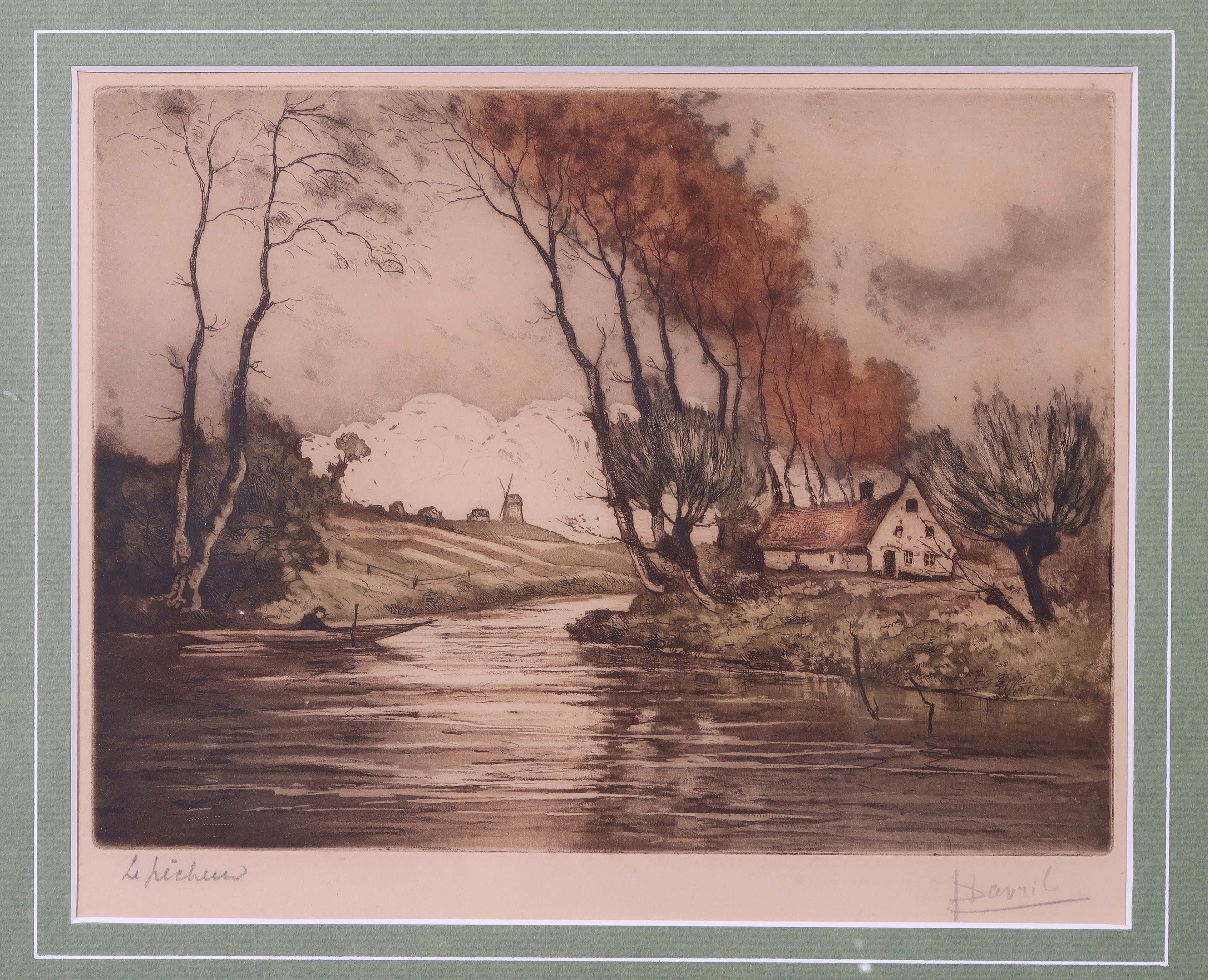 Lucien Dasselborne - Lot van 2 kleurenetsen, Landschap - Ingelijst kopen? Bied vanaf 1!
