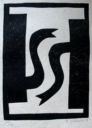 Klaas Gubbels - Houtsnede: Zwarte kannen + gratis affiche Gubbels 85 jaar - 2013 kopen? Bied vanaf 295!