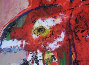 Jan te Wierik - Acryl op papier, Z.T. Rood fantasiefiguur kopen? Bied vanaf 550!