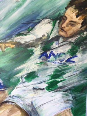 Anke Peddemors - FC Groningen 25 jaar (1996) - Acrylverf schilderij, Groot kopen? Bied vanaf 85!