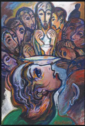 Willem Claassen - Acryl op doek, Laatste Paasmaal - Ingelijst (Groot formaat!) kopen? Bied vanaf 50!