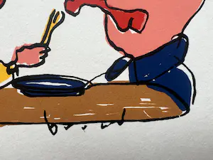 Herman Brood - Kleurenzeefdruk, genummerde oplage | 'Die kok hangt zelfs in 't Stedelijk' |2000 kopen? Bied vanaf 1!