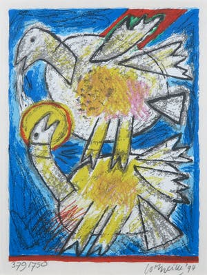 Corneille - Litho, Twee kippen - Ingelijst kopen? Bied vanaf 100!