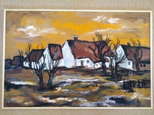 Jelle Hoogstra - Boerderijen in winters landschap / groot werk kopen? Bied vanaf 1!