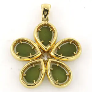 18k geelgouden hanger met mosagaat en briljant geslepen diamant 1.00ct kopen? Bied vanaf 1350!