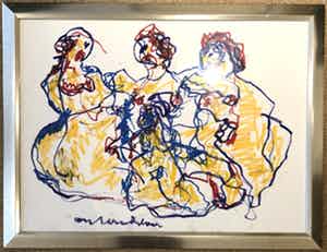 Anton Heyboer - Krijttekening met 3 Vrouwen verkocht voor € 700!