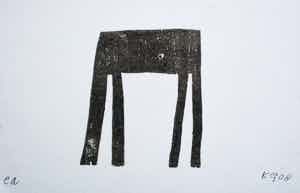 Klaas Gubbels - houtdruk: tafel - 2008 verkocht voor € 195!