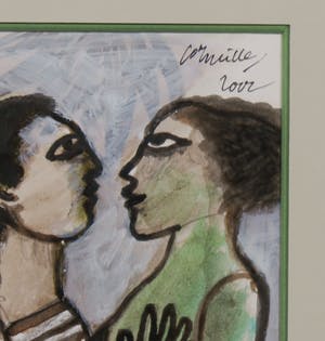 Corneille - Aquarel, Chinese inkt en gouache, Adam et Eve - Ingelijst + certificaat kopen? Bied vanaf 1400!