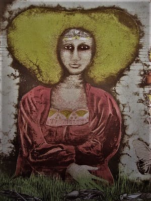 Georg Hadeler - gesigneerd Surrealistisch Litho "Sprinkhanen Koningin" gelmiteerde oplage van 34 kopen? Bied vanaf 10!