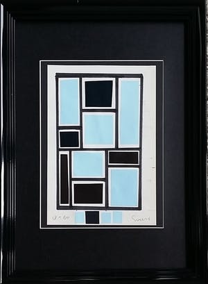 Siep van den Berg - Collage in zwart en blauw op papier kopen? Bied vanaf 125!