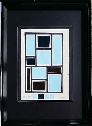 Siep van den Berg - Collage in zwart en blauw op papier verkocht voor € 125!