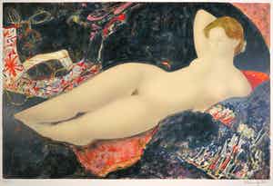 Alain Bonnefoit - Litho, Grand nu au sofa noir verkocht voor € 1!