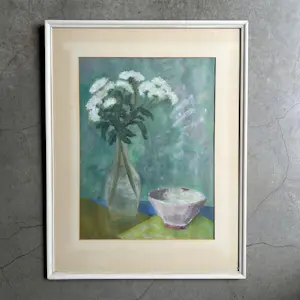 AcheterNiet of onleesbaar gesigneerd - Stilleven met bloemen en schaal, gesigneerd, jaren '40? Enchérissez de 10!