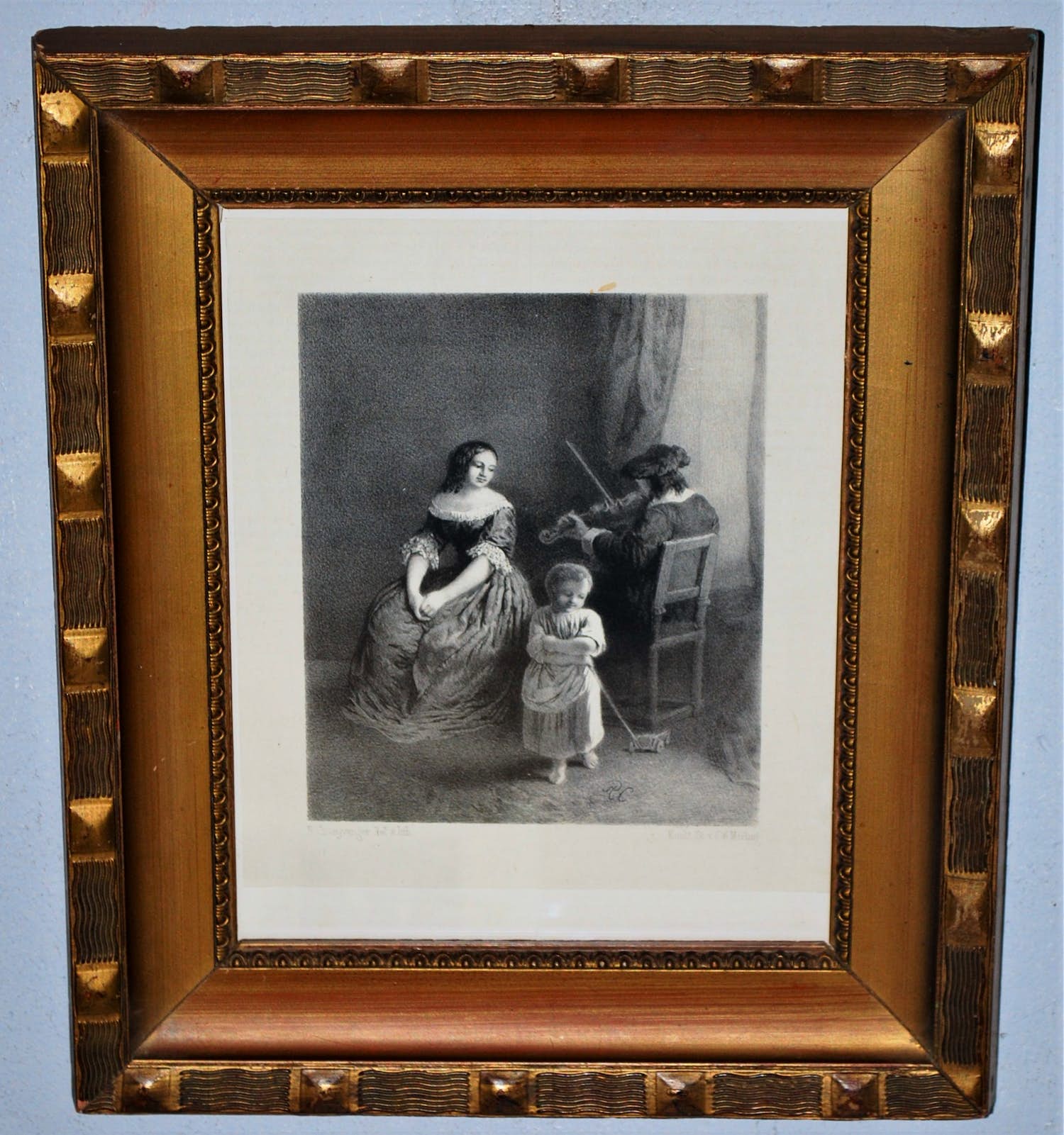 Reinier Craeyvanger - Familiescene met violist - litho verkocht voor € 45!