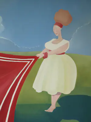 Niet of onleesbaar gesigneerd - Olieverf op doek , ingelijst , De Picknick – Lijst 118 x 118 cm. kopen? Bied vanaf 1!