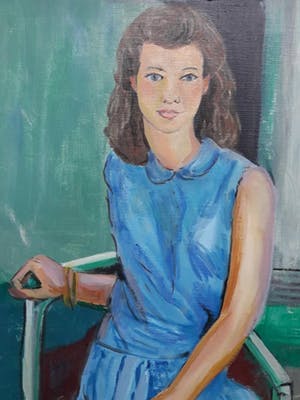 Niet of onleesbaar gesigneerd - Meisje in blauwe jurk. kopen? Bied vanaf 10!