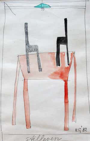 Klaas Gubbels - Hand ingekleurde tekening: Stilleven - 1982 verkocht voor € 375!