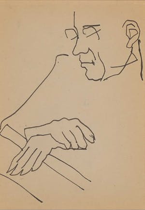 Siep van den Berg - Inkttekening, Slapende man - Ingelijst kopen? Bied vanaf 55!