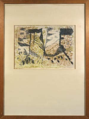 Leo Hofman - Kleurenets, Compositie Groen/Zwart - Ingelijst kopen? Bied vanaf 1!