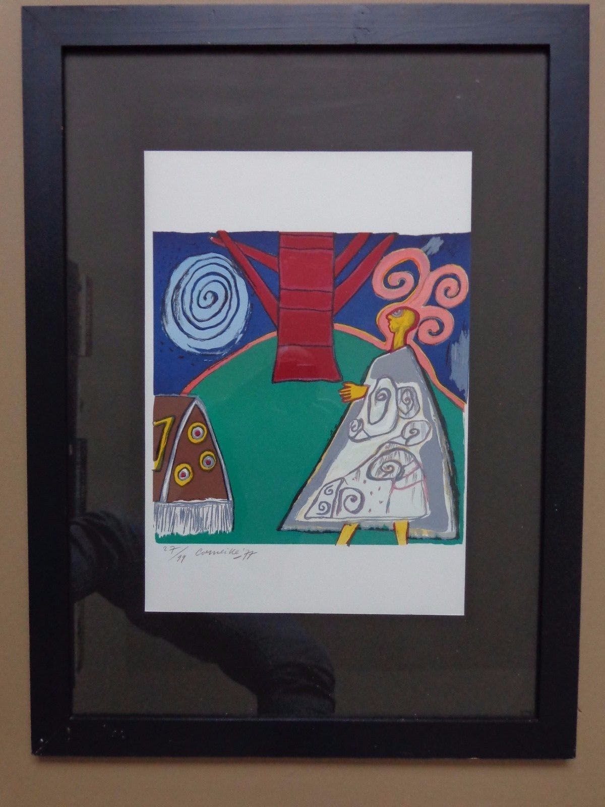 Corneille - KLEURRIJKE FIGURATIE / KLEURLITHO / 77x57cm / KADER / SIG kopen? Bied vanaf 85!