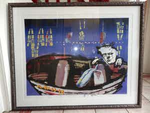 Herman Brood - Kleurenzeefdruk BOOTJE INGELIJST!!!! verkocht voor € 150!