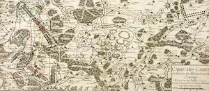 Jean de Beaurain - Handgekleurde gravure, Carte des Camps de Ville sur Haisne en de Soignies verkauft für € 11!